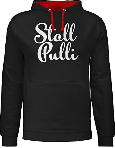 Shirtracer Pullover Herren Frauen Hoodie Kontrast zweifarbig - Pferde - Damen - Stallpulli Bubble Schrift - M - Schwarz/Rot - Geschenk für Reiterin sprüche über Mode Geschenke Reiter pferdefan Pferd von Shirtracer