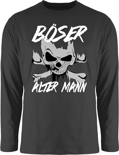 Langarmshirt Herren Langarm Shirt - Piraten & Totenkopf - Böser Alter Mann - XL - Schwarz - t mit Spruch Skull böse Shirts t-Shirts Totenkopf, alte männer Tshirt lustige sprüche sprueche ältere von Shirtracer