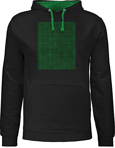 Shirtracer Pullover Herren Frauen Hoodie Kontrast zweifarbig - Programmierer Geschenke - Binärcode - XL - Schwarz/Grün - Nerd Kapuzenpulli Geeks Kapuzenpullover nerdgeschenk Hoody Damen mit Kapuze von Shirtracer