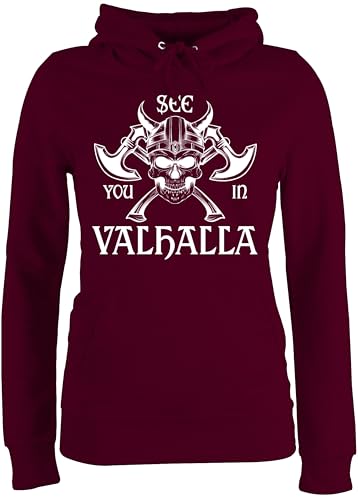 Shirtracer Pullover Damen Hoodie Frauen - Wikinger & Walhalla - See You in Valhalla - XS - Burgundrot - Vikings Skull hoddys vikinger Viking Hoddies/pullies Wikinger&Walhalla Totenkopf Damen-pullis Shirtracer Pullover Damen Hoodie Frauen - Wikinger & Walhalla - See You in Valhalla - XS - Burgundrot - Vikings Skull hoddys vikinger Viking Hoddies/pullies Wikinger&Walhalla Totenkopf Damen-pullis von Shirtracer