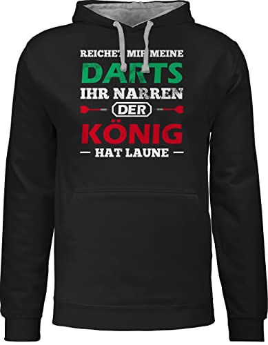 Shirtracer Pullover Herren Frauen Hoodie Kontrast zweifarbig - Dart König Spruch - L - Schwarz/Grau meliert - Sport Darts Damen ich Bin vom darten von Shirtracer