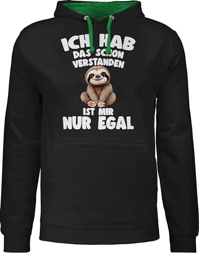 Shirtracer Pullover Herren Frauen Hoodie Kontrast zweifarbig - Ich hab das Schon verstanden ist Mir nur egal I Lustiger Spruch Faultier - L - Schwarz/Grün - mit Statement Pulli EIN Drauf Sloth von Shirtracer