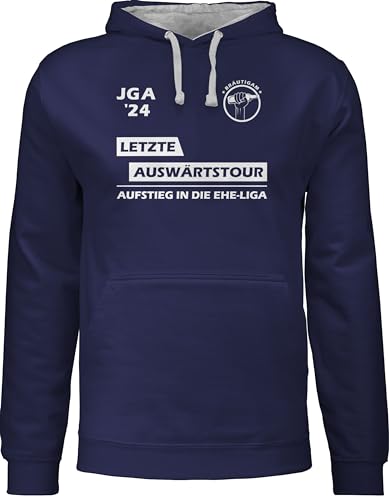 Shirtracer Pullover Herren Frauen Hoodie Kontrast zweifarbig - Junggesellenabschied Männer - Letzte Auswärtstour - JGA 2024 I Team Bräutigam - XXL - Navy Blau/Grau meliert - jungesellenen Fussball von Shirtracer