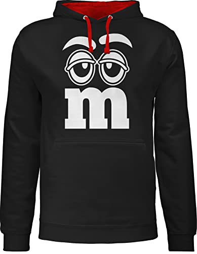 Pullover Herren Frauen Hoodie Kontrast zweifarbig - Karneval & Fasching - Damen - Faschingskostüm Gruppenkostüm M&M Aufdruck Gesicht I M und M I MM Augen I Fastnacht I Fasnacht I Fasnet - M von Shirtracer