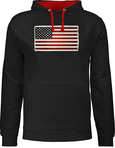 Shirtracer Pullover Herren Frauen Hoodie Kontrast zweifarbig - Kontinente - Flagge USA - XS - Schwarz/Rot - Amerika pullis American jh003 Flag Kapuzenpullover Damen Shirtracer Pullover Herren Frauen Hoodie Kontrast zweifarbig - Kontinente - Flagge USA - XS - Schwarz/Rot - Amerika pullis American jh003 Flag Kapuzenpullover Damen von Shirtracer