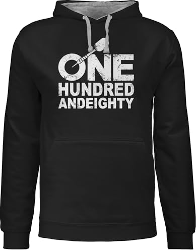 Pullover Herren Frauen Hoodie Kontrast zweifarbig - One Hundred and Eighty - weiß - 3XL - Schwarz/Grau meliert - Sport Dart Pulli Darts Hoodies Damen von Shirtracer