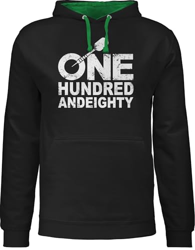 Pullover Herren Frauen Hoodie Kontrast zweifarbig - One Hundred and Eighty - weiß - XL - Schwarz/Grün - Sport Dart Pulli Darts Hoodies Damen von Shirtracer