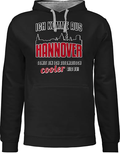 Pullover Herren Frauen Hoodie Kontrast zweifarbig - Stadt und City Outfit - Ich komme aus Hannover - XS - Schwarz/Grau meliert - städte Kapuzenpullover Pulli zweifarbiger Damen Pullover Herren Frauen Hoodie Kontrast zweifarbig - Stadt und City Outfit - Ich komme aus Hannover - XS - Schwarz/Grau meliert - städte Kapuzenpullover Pulli zweifarbiger Damen von Shirtracer