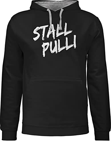 Pullover Herren Frauen Hoodie Kontrast zweifarbig - Damen - Stallpulli I Geschenk Reiten I Pferde Geschenke I Pferdeliebhaber - S - Schwarz/Grau meliert - pulli sprüche pferd stall oberteile von Shirtracer