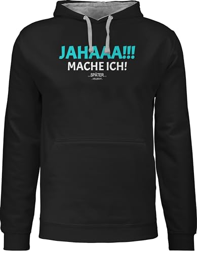 Shirtracer Pullover Herren Frauen Hoodie Kontrast zweifarbig - Statement - Damen - Ja mach ich Aber Nicht jetzt - M - Schwarz/Grau meliert - freche sprüche lustige Statements Hoodies von Shirtracer