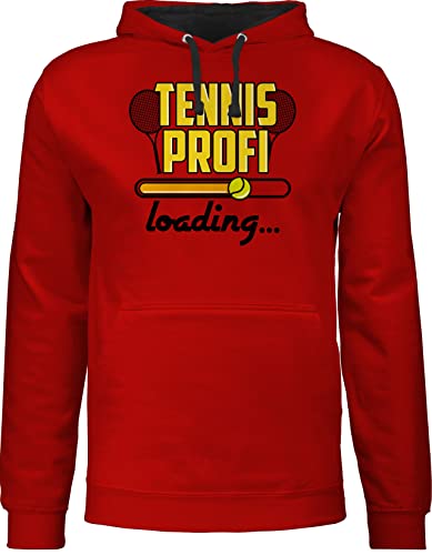 Shirtracer Pullover Herren Frauen Hoodie Kontrast zweifarbig - Tennisspieler Geschenk - Tennis Profi Loading - schwarz - XXL - Rot/Schwarz - tennisfans spaß Kapuzenpullover Geschenke sprüche Sport von Shirtracer