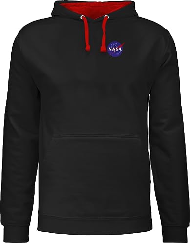 Shirtracer Pullover Herren Frauen Hoodie Kontrast zweifarbig - Weltall - Damen - NASA Logo Space X Merchandise Weltraum - XS - Schwarz/Rot - Pulli von Shirtracer