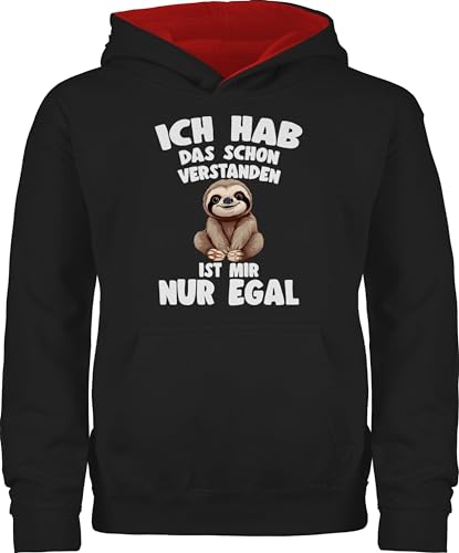 Shirtracer Pullover Kinder Hoodie Jungen Mädchen - Ich hab das Schon verstanden ist Mir nur egal Lustiger Spruch Faultier - 140 (9/11 Jahre) - Schwarz/Rot - lustige sprüche Pulli Habe von Shirtracer