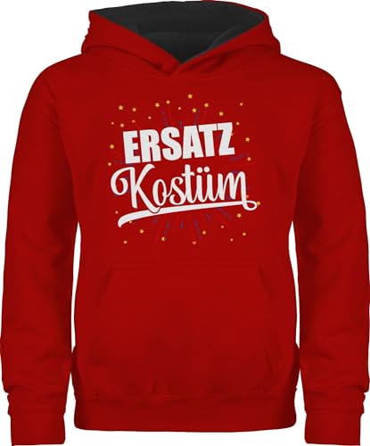 Pullover Kinder Hoodie Jungen Mädchen - Ersatz Kostüm - weiß - 152 (12/13 Jahre) - Rot/Schwarz - karneval fasching faschings jeck verkleidet carnival karneva fasnets karnelval verkleidungen von Shirtracer