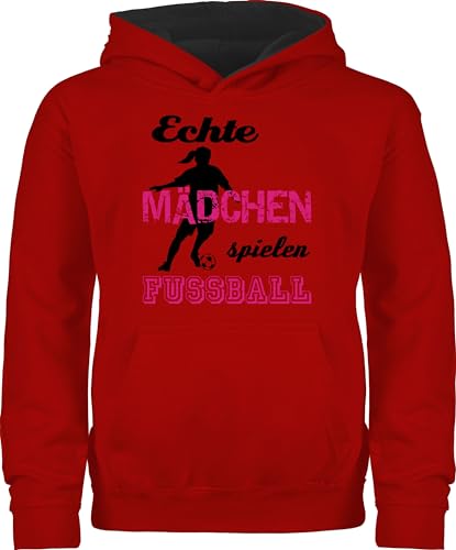 Shirtracer Pullover Kinder Hoodie Jungen - Sport Kleidung - Echte Mädchen Spielen Fußball I - 140 (9/11 Jahre) - Rot/Schwarz - Fussball Hoody Damen Pulli mädels Hoodies Coole,echte fußball'' von Shirtracer