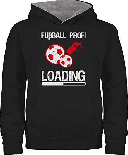 Shirtracer Pullover Kinder Hoodie Jungen Mädchen - Sport Kleidung - Fußball Profi Loading - Vintage - 152 (12/13 Jahre) - Schwarz/Grau meliert - Pulli Hoody Winterpullover von Shirtracer