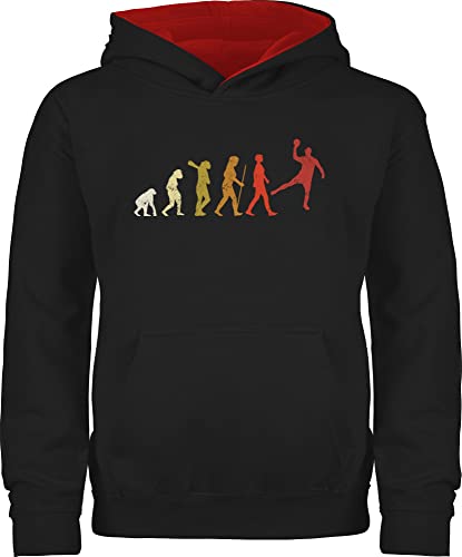 Shirtracer Pullover Kinder Hoodie Jungen Mädchen - Sport Kleidung - Handball Evolution Vintage Male - 152 (12/13 Jahre) - Schwarz/Rot - Pulli Hoody pullis Kapuzenpulli Kids von Shirtracer