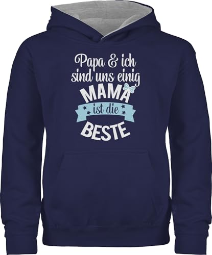 Shirtracer Pullover Kinder Hoodie Jungen Mädchen - Mama ist die Beste I - 152 (12/13 Jahre) - Navy Blau/Grau meliert - Best Mutter Hoodies Mother 1. Muttertag Baby Geschenke für mütter Mum Mutti von Shirtracer