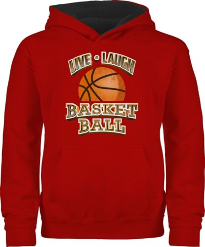 Shirtracer Pullover Kinder Hoodie Jungen Mädchen - Sport Kleidung - Live Laugh Basketball Vintage - 128 (7/8 Jahre) - Rot/Schwarz - Hoodie. Hoody Pulli Kids Jungs von Shirtracer