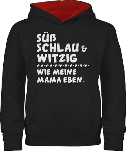 Shirtracer Pullover Kinder Hoodie Jungen Mädchen - Statement Sprüche - Süß schlau und witzig - wie Meine Mama eben - Weiß - 140 (9/11 Jahre) - Schwarz/Rot - Spruch Muttertag hudi spruche Beste Pulli von Shirtracer