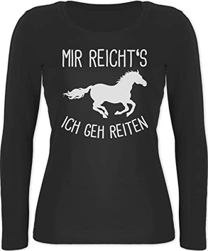 Langarmshirt Damen - Pferde - Mir reichts ich GEH Reiten - M - Schwarz - Shirt Langarm pferdefan Geschenk Reiter Outfit Pferd Pferdesport Tshirt REIT Klamotten mädchen reitshirt pferdesprüchen von Shirtracer