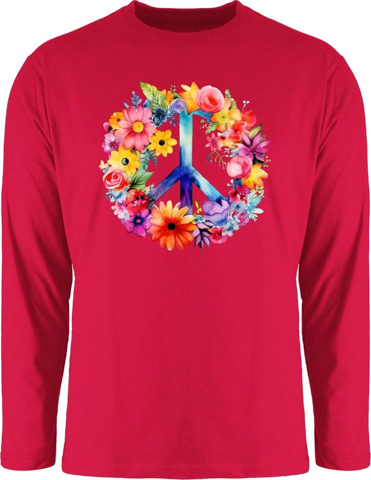 Shirtracer Rundhalsshirt Peacezeichen Peace-Symbol Hippie Frieden 60er 70er Flow Power Flowerpo Statement von Shirtracer
