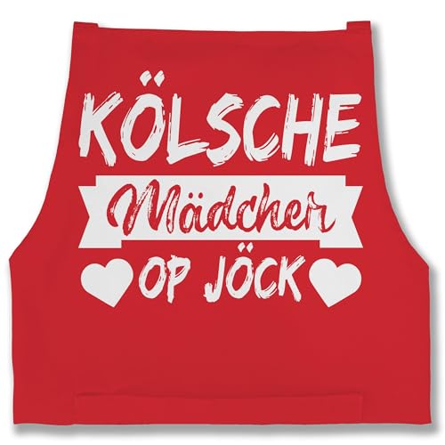 Shirtracer Schürze - & Fasching - Erwachsene - Kölsche Mädcher op Jöck I Köln Karneval I - 85x69 - Rot - männer kochen koeln faschings kölsch verkleidet kölner carnival koelsch rosenmontag kölscher von Shirtracer