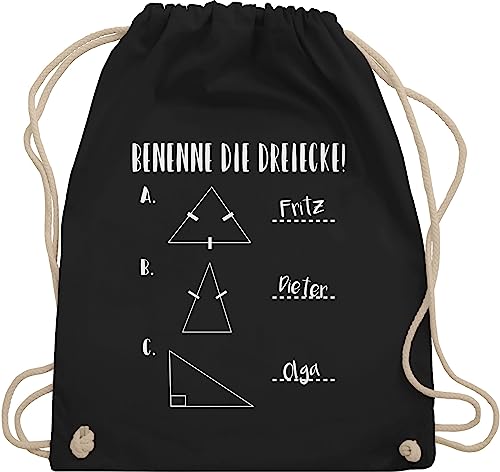 Turnbeutel Rucksack - Lehrer - Taschen - Benenne die Dreiecke Mathe - Unisize - Schwarz - lehrerin geschenk tasche für teacher maths beutel geschenke referendariat schule stoffrucksack lustige von Shirtracer