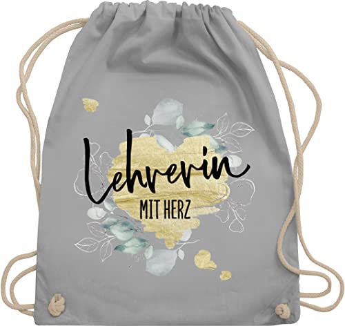 Turnbeutel Rucksack - Taschen - Lehrerin mit Herz - Abschiedsgeschenk Weihnachten - Unisize - Hellgrau - geschenk für danke beutel lehrerinnen herzen stoffbeutel geschenke tasche klassenlehrerin von Shirtracer