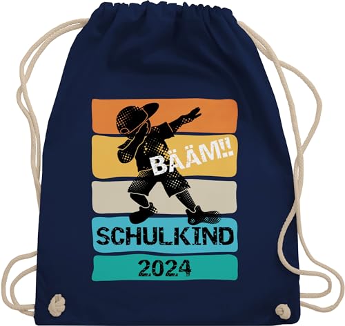 Turnbeutel Rucksack - Schulanfang & Einschulung Geschenk - Bääm! Schulkind 2024 - Unisize - Navy Blau - 1 schultag bähm stoffbeutel kind eingeschult bäam beutel geschenke für schulkinder bääm von Shirtracer