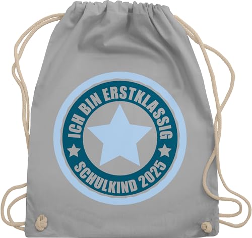 Shirtracer Turnbeutel Rucksack - & - Ich bin erstklassig Schulkind 2025 Geschenk Schulanfang Geschenke Einschulung I - Unisize - Hellgrau einschulung-schulanfang schulanfänger 1, klasse beutel von Shirtracer