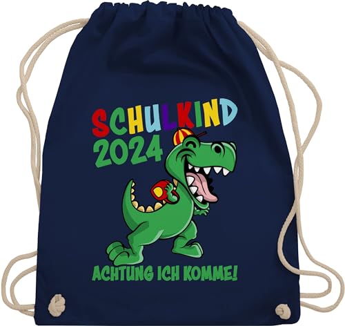 Shirtracer Turnbeutel Rucksack - Schulanfang & Einschulung Geschenk - Schulkind 2024 Achtung ich komme! - bunt - Unisize - Navy Blau - sportbeutel baumwolle schulanfaenger turnsackerl erste schultag von Shirtracer