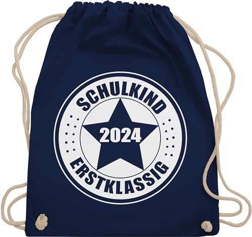 Shirtracer Turnbeutel Rucksack - Schulanfang & Einschulung Geschenk - Schulkind 2024 - Erstklassig - Unisize - Navy Blau - turn beutel zum erster schultag ich bin 1. klasse baumwollbeutel schulstart von Shirtracer