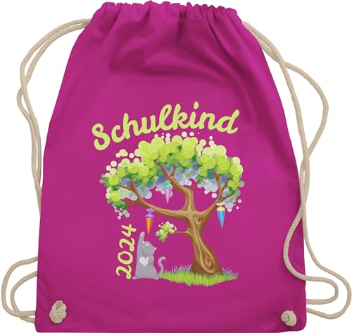 Turnbeutel Rucksack - Schulanfang & Einschulung Geschenk - Schultütenbaum 2024 Mädchen - Unisize - Fuchsia - 1 klasse schulkind einschulung. erster schultag schulstart schulanfaenger schulkinder von Shirtracer