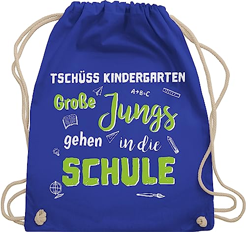 Turnbeutel Rucksack - Schulanfang & Einschulung Geschenk - Tschüss Kindergarten Große Jungs gehen in die Schule - Unisize - Royalblau - schulkind schüss kita trainingsbeutel junge kind 2024 von Shirtracer