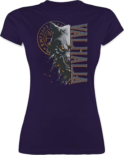 Shirtracer Shirt Damen - & - Valhalla Wolf Geschenk Wikinger Geschenk Vikinger Geschenke Vikings I Walhalla Wölfe Odins I Nordische Mythologie Kompass Runen - M - Lila - t Viking Wikinger&Walhalla von Shirtracer