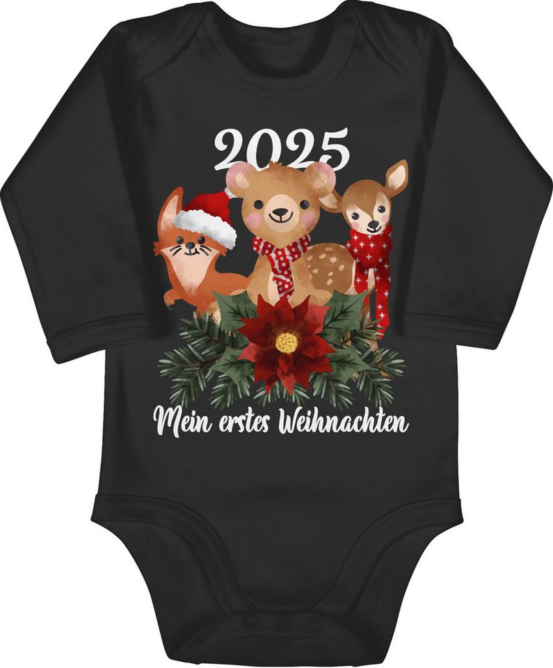 Shirtracer Shirtbody 2025 Mein erstes Weihnachten mit süßen Tieren - weiß Weihnachten Kleidung Baby von Shirtracer