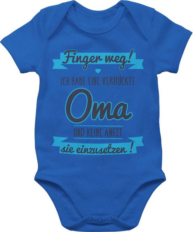 Shirtracer Shirtbody Ich Habe eine verrückte Oma grau/hellblau Sprüche Baby von Shirtracer
