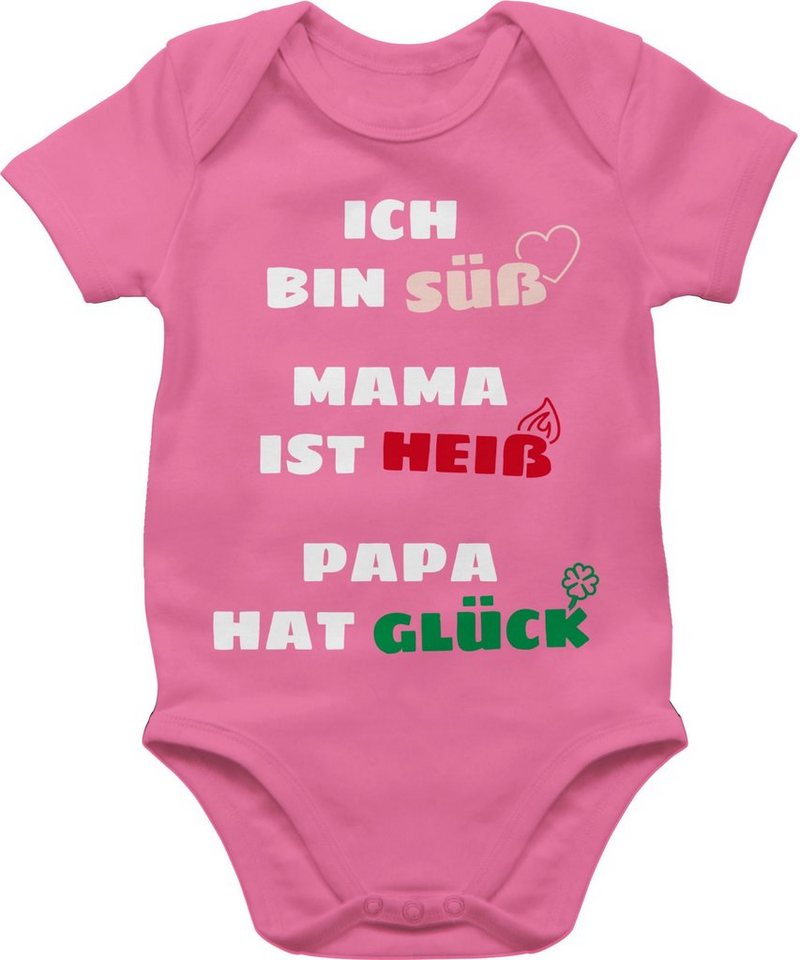 Shirtracer Shirtbody Ich bin süß Mama ist heiß Papa hat Glück Strampler Baby Mädchen & Junge von Shirtracer