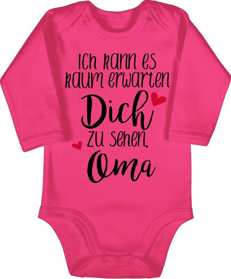 Shirtracer Shirtbody Ich kann es kaum erwarten dich zu sehen, Oma - schwarz Strampler Baby Mädchen & Junge von Shirtracer