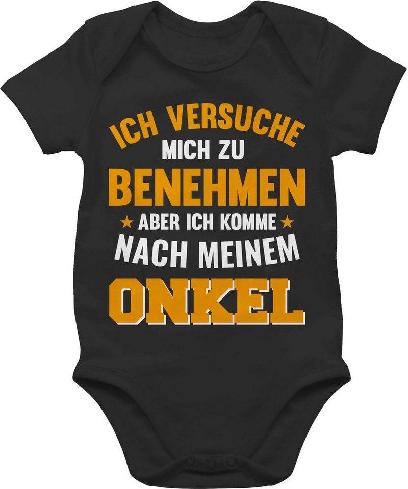 Shirtracer Shirtbody Ich versuche mich zu benehmen aber ich komme nach meinem Onkel orange Sprüche Baby von Shirtracer