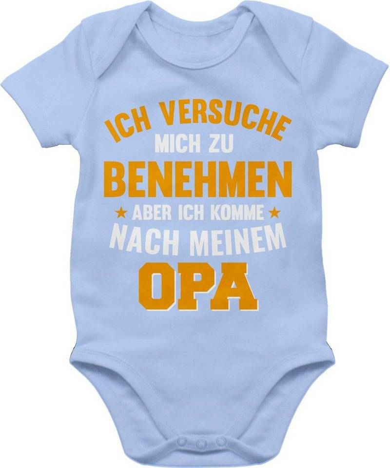 Shirtracer Shirtbody Ich versuche mich zu benehmen aber ich komme nach meinem Opa orange Sprüche Baby von Shirtracer