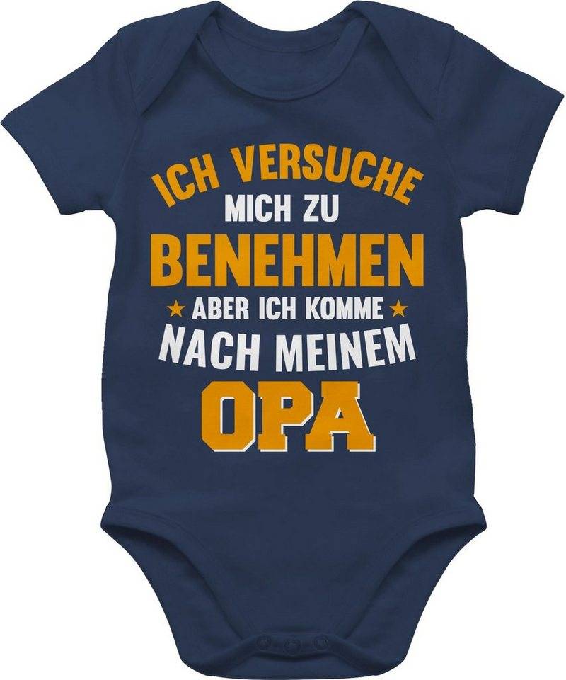 Shirtracer Shirtbody Ich versuche mich zu benehmen aber ich komme nach meinem Opa orange Sprüche Baby von Shirtracer
