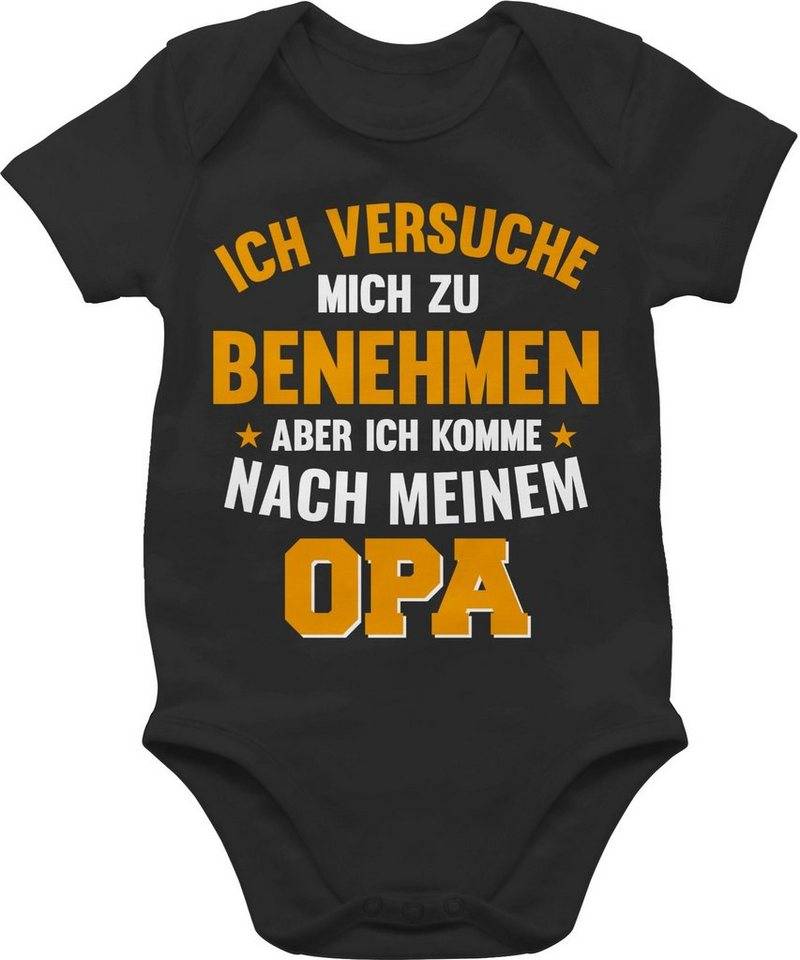 Shirtracer Shirtbody Ich versuche mich zu benehmen aber ich komme nach meinem Opa orange Sprüche Baby von Shirtracer