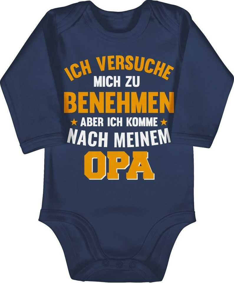 Shirtracer Shirtbody Ich versuche mich zu benehmen aber ich komme nach meinem Opa orange Sprüche Baby von Shirtracer