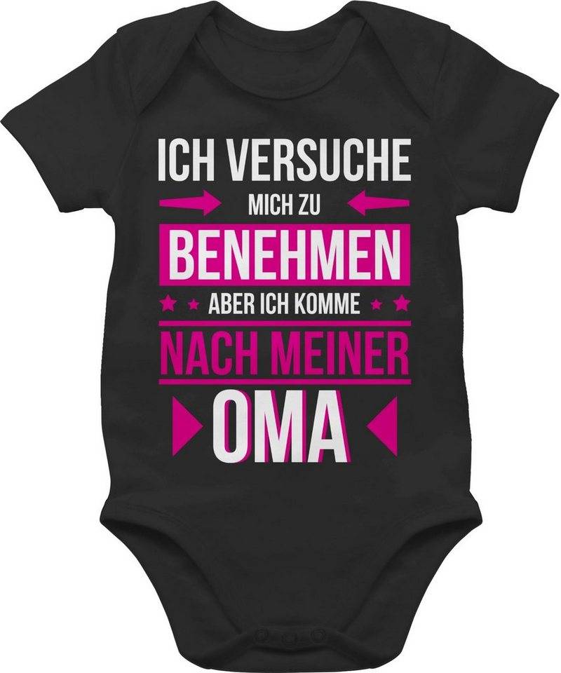 Shirtracer Shirtbody Ich versuche mich zu benehmen aber ich komme nach meiner Oma Sprüche Baby von Shirtracer