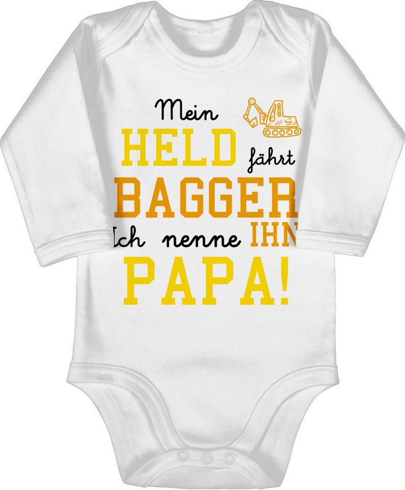 Shirtracer Shirtbody Mein Held fährt Bagger Sprüche Baby von Shirtracer
