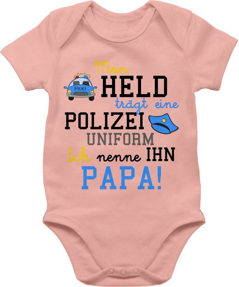 Shirtracer Shirtbody Mein Held trägt eine Polizeiuniform - Polizist Geschenk zur Geburt Sprüche Baby von Shirtracer