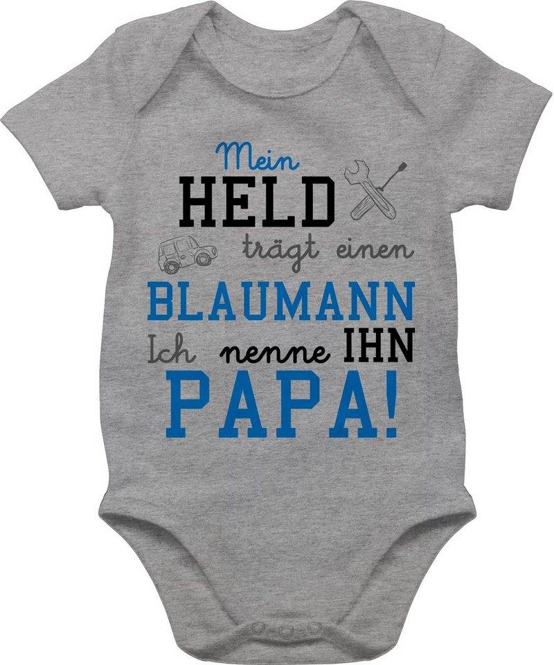 Shirtracer Shirtbody Mein Held trägt einen Blaumann Sprüche Baby von Shirtracer