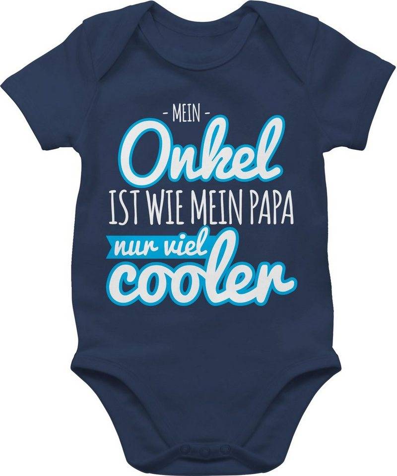 Shirtracer Shirtbody Mein Onkel ist wie mein Papa nur viel cooler blau Sprüche Baby von Shirtracer